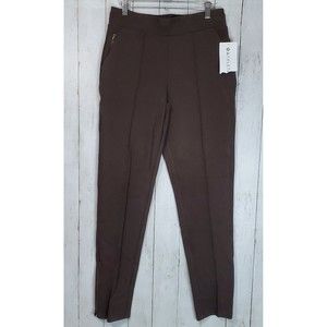 ATHLETA Venice Heathered Pintuck Pants Size ST Dark Brown Zipper Cuffs